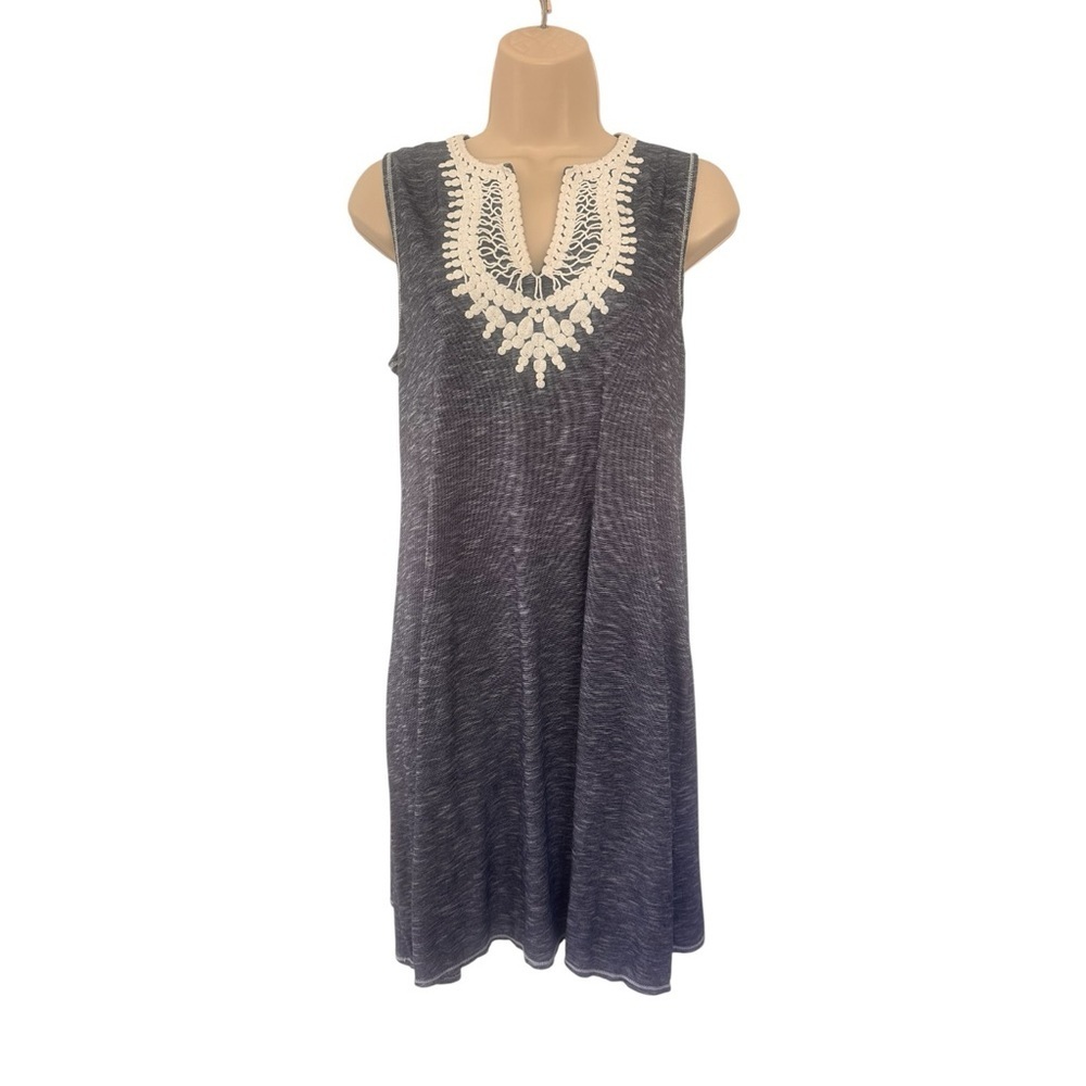 Max Studio Women’s Navy Dress with Cream Crochet Yoke Small